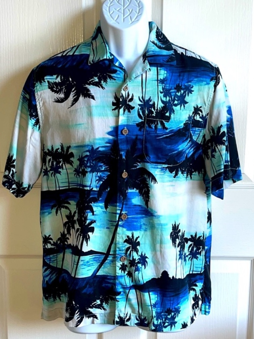🌴 Tommy Bahama Silk “Original Fit” Midnight Palms Shirt VGUC